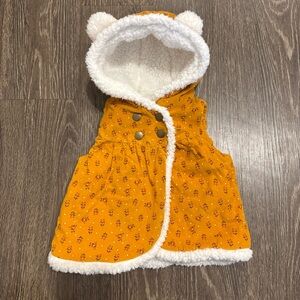 Catherine Malandrino Mustard Floral Hooded Sherpa Vest